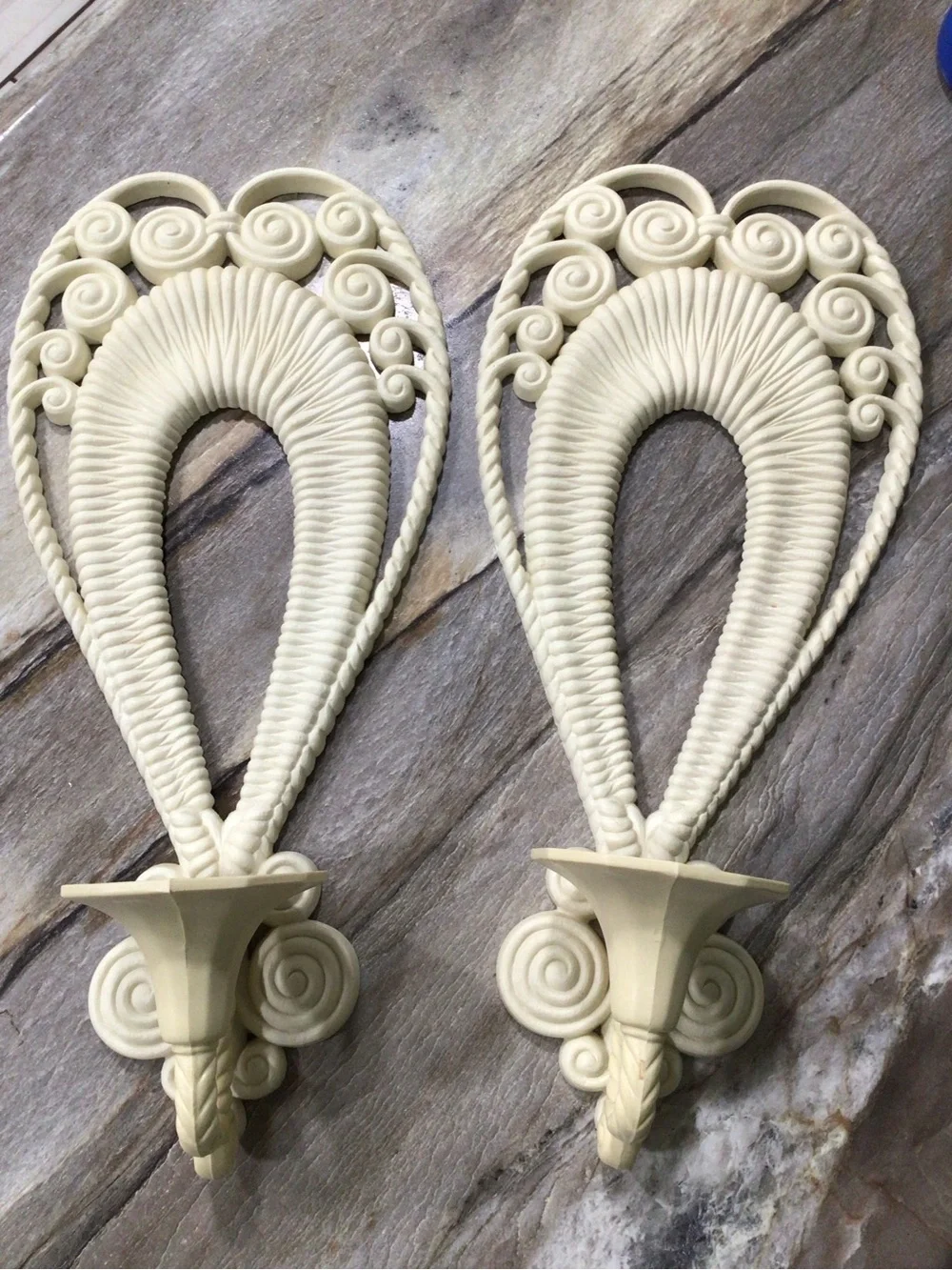 Vintage 1975 Burwood Products Faux Wicker Wall Sconce Pair MCM Boho Rattan 17